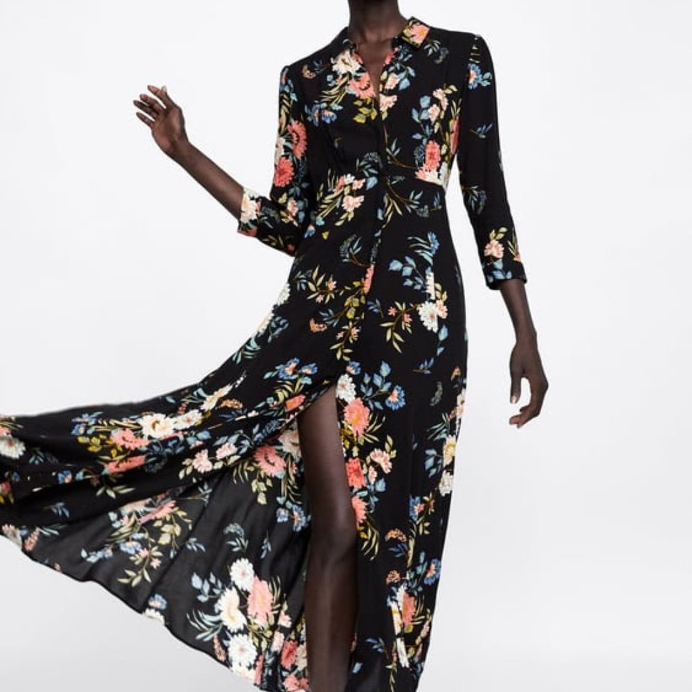 Zara Black Floral Dress